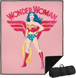 LOGOVISION Wonder Woman Picnic Outdoor Blanket, 50"x60" Ww Sparkle, Foldable Blanket for Picnic, Beach, Camping, Park, Tailgate