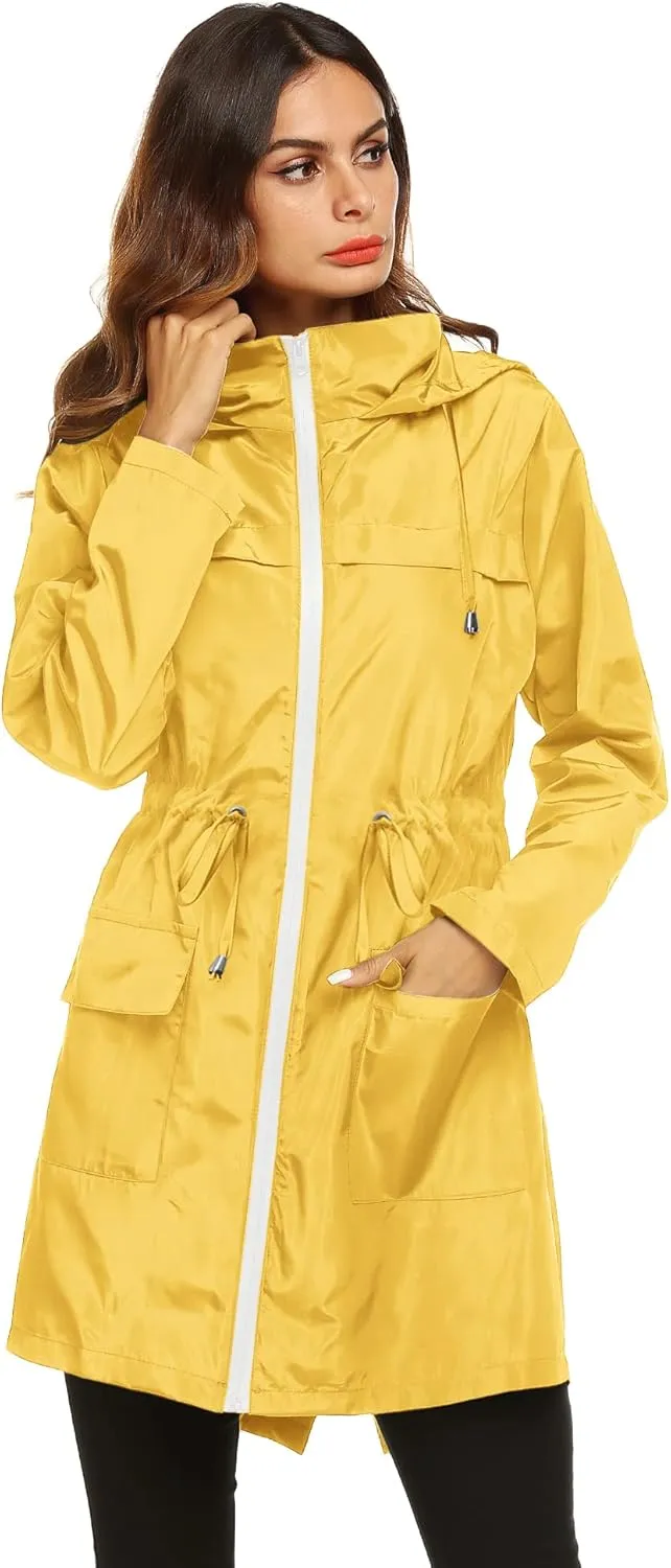 Lomon Women Waterproof Lightweight Rain Jacket Active Outdoor Hooded Raincoat