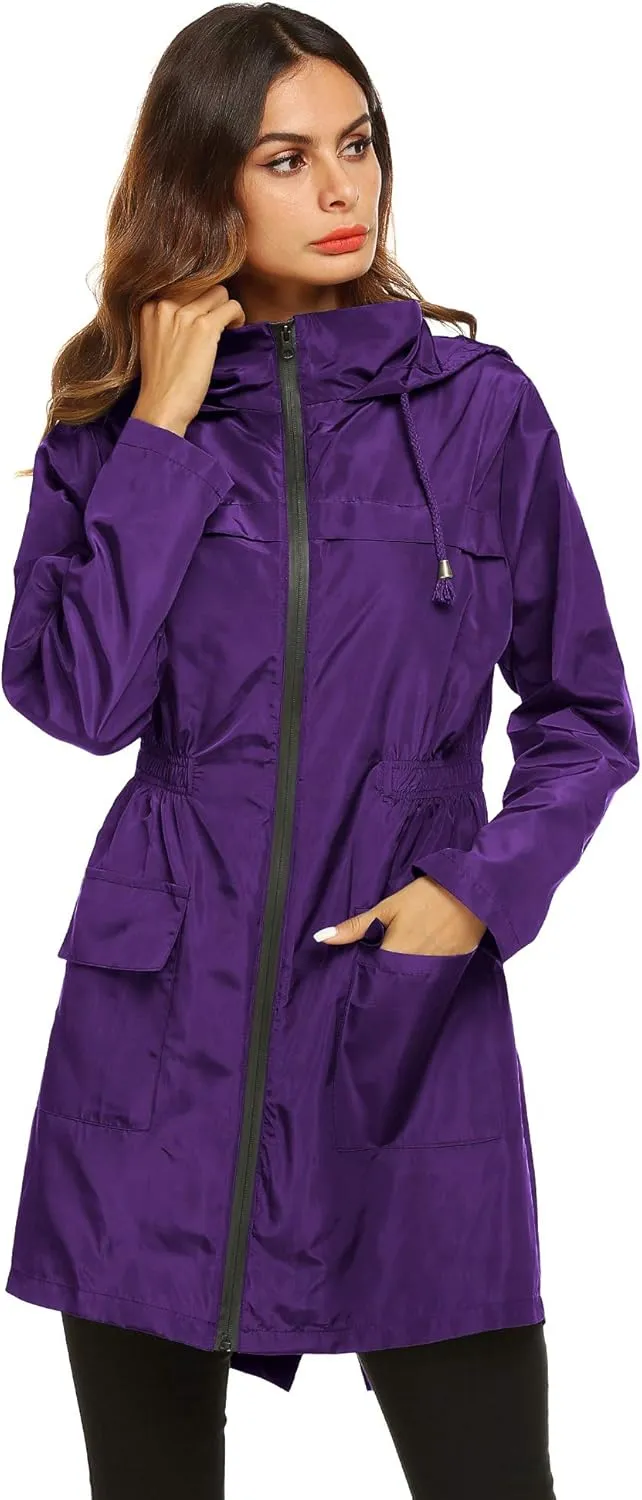 Lomon Women Waterproof Lightweight Rain Jacket Active Outdoor Hooded Raincoat