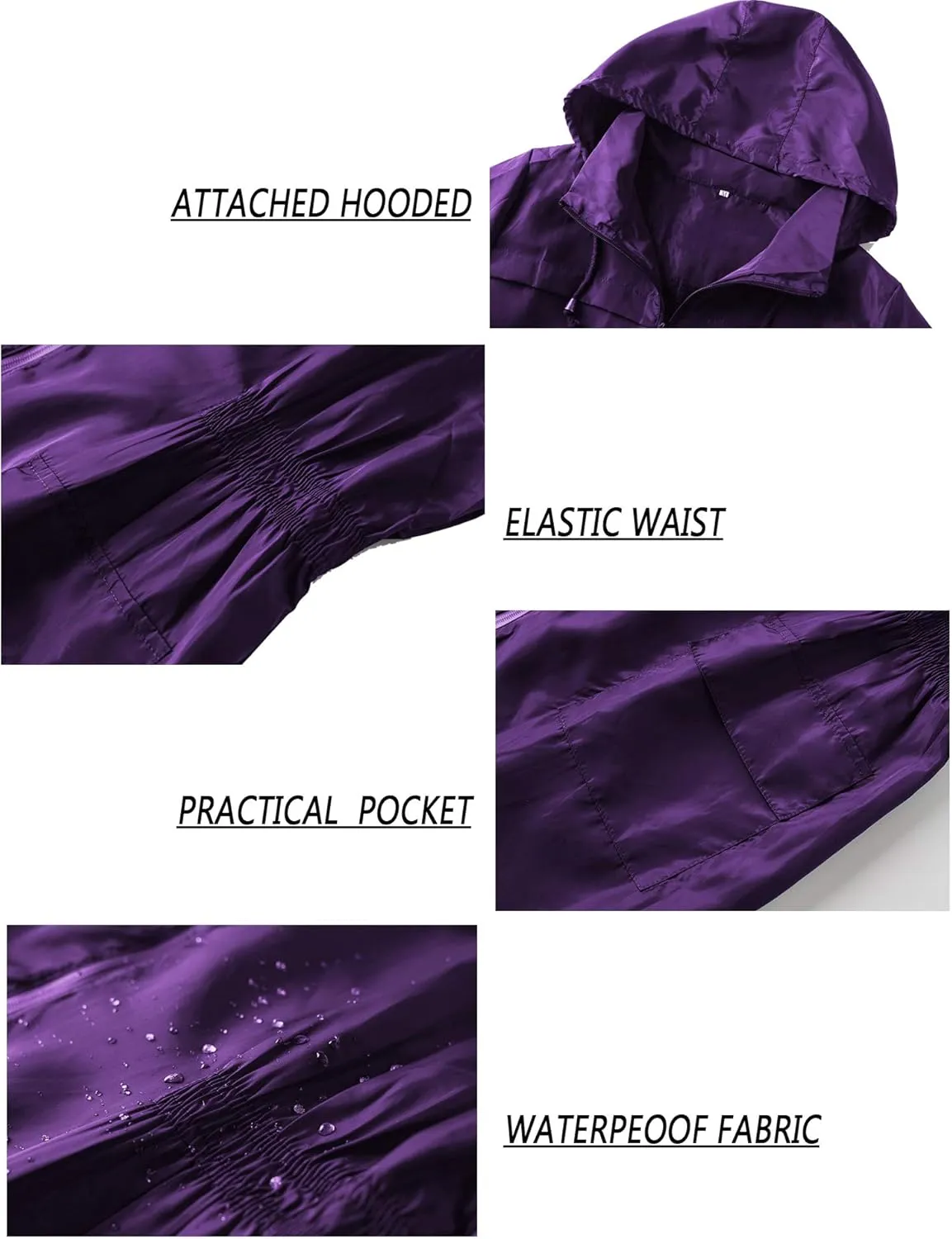 Lomon Women Waterproof Lightweight Rain Jacket Active Outdoor Hooded Raincoat