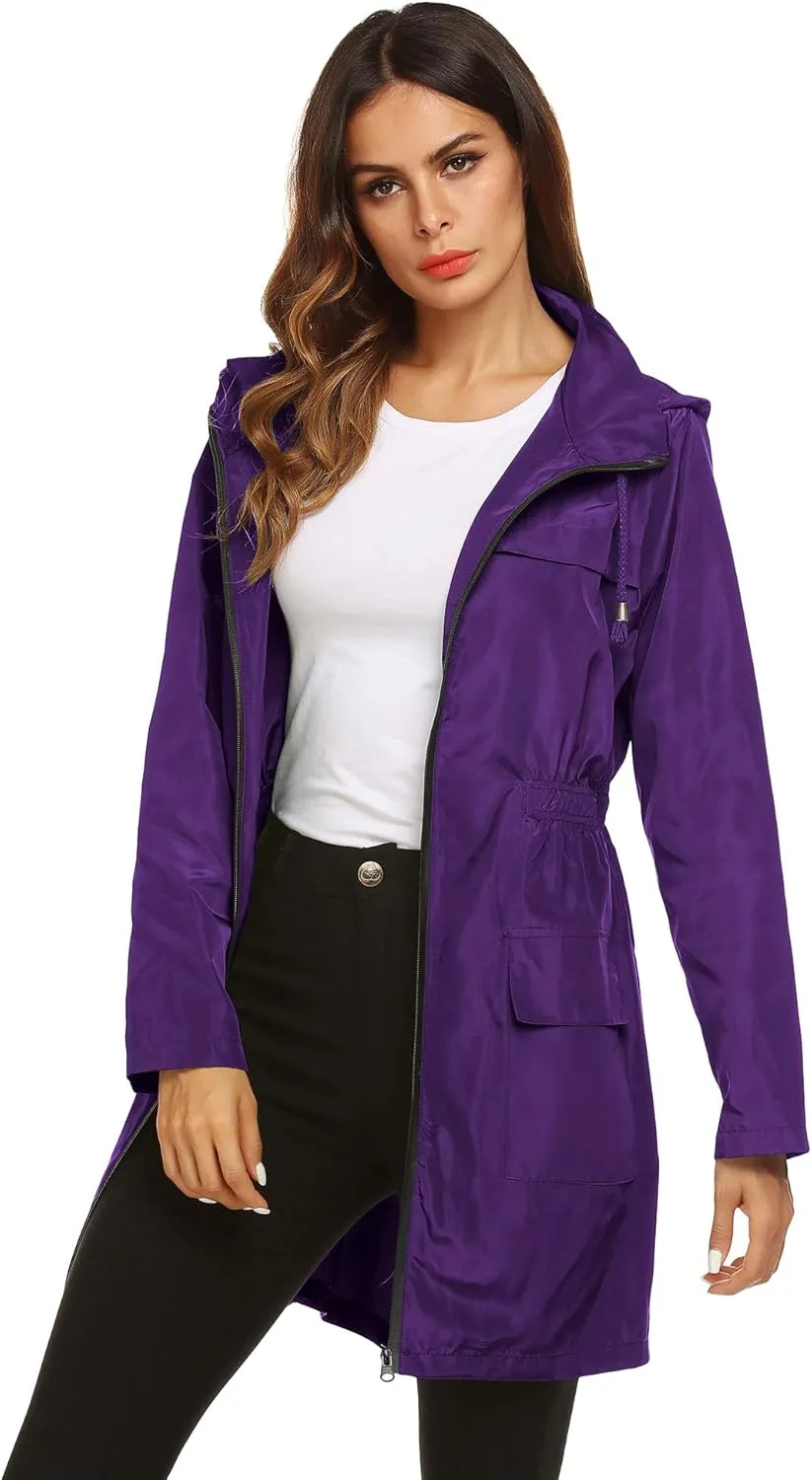 Lomon Women Waterproof Lightweight Rain Jacket Active Outdoor Hooded Raincoat