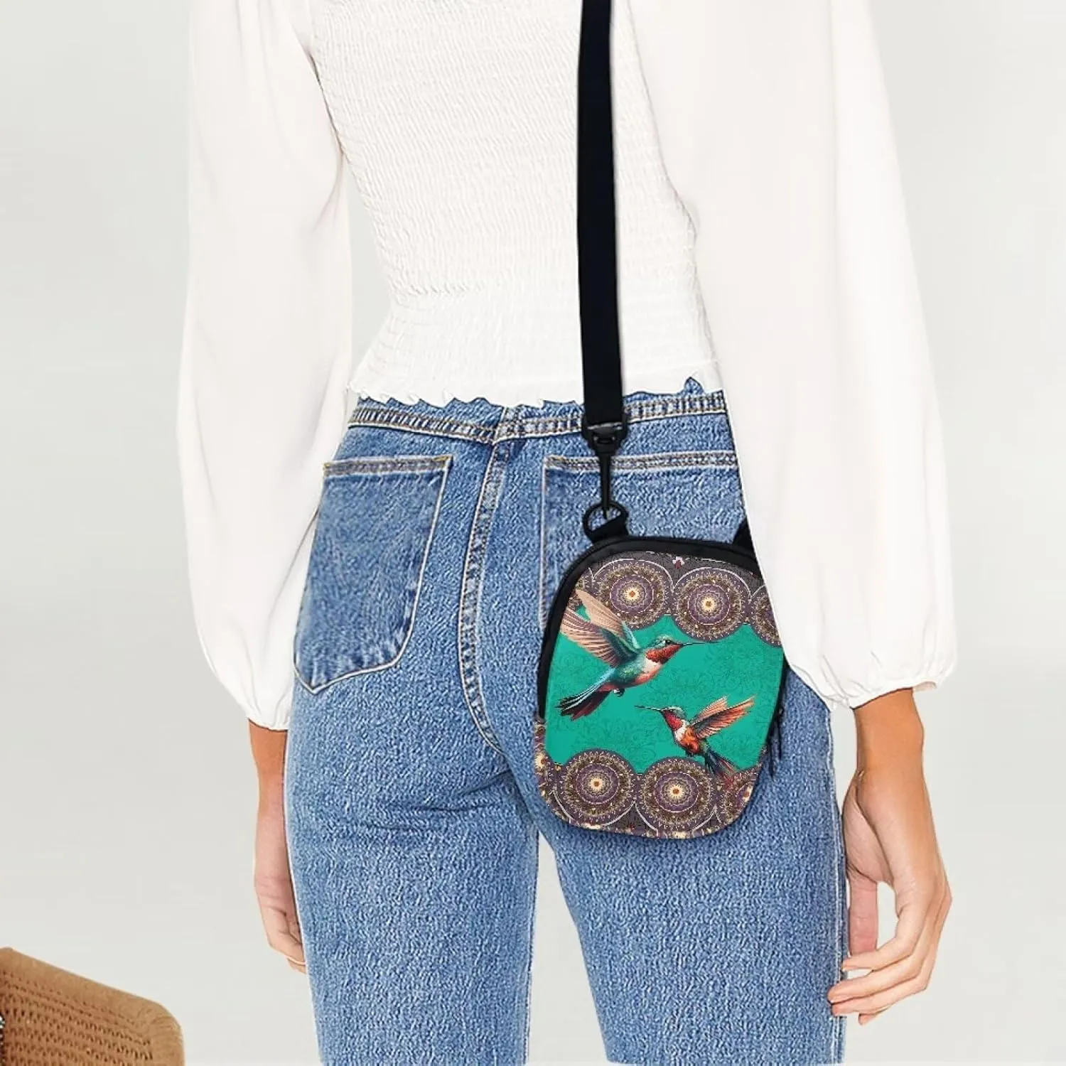 Lotusorchid Sling Cell Phone Purse, Crossbody Mini Wallet Purse Shoulder Handbag with Adjustable Straps