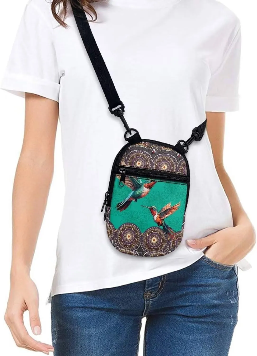 Lotusorchid Sling Cell Phone Purse, Crossbody Mini Wallet Purse Shoulder Handbag with Adjustable Straps