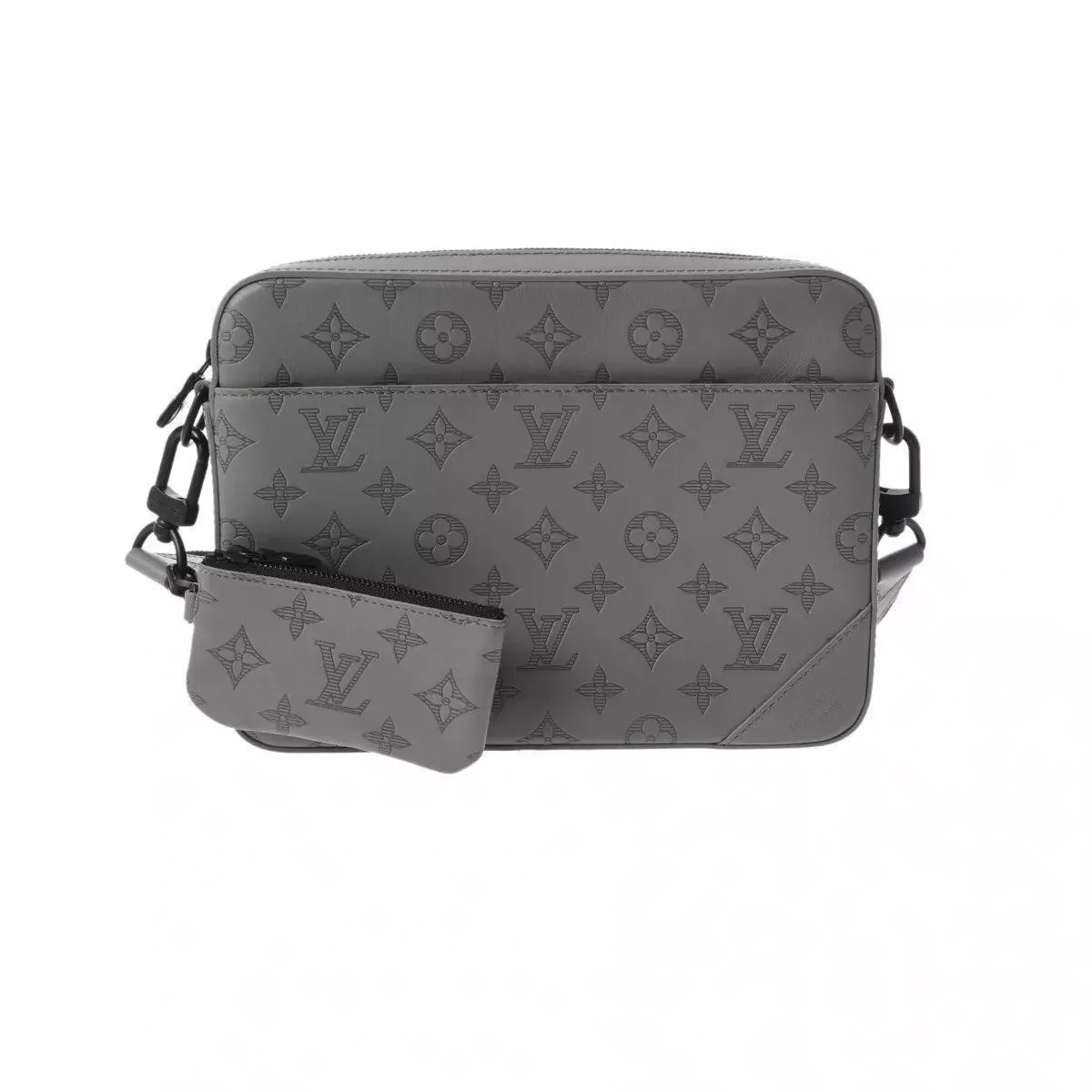 LOUIS VUITTON Monogram shadow Duo messenger Gray For Men