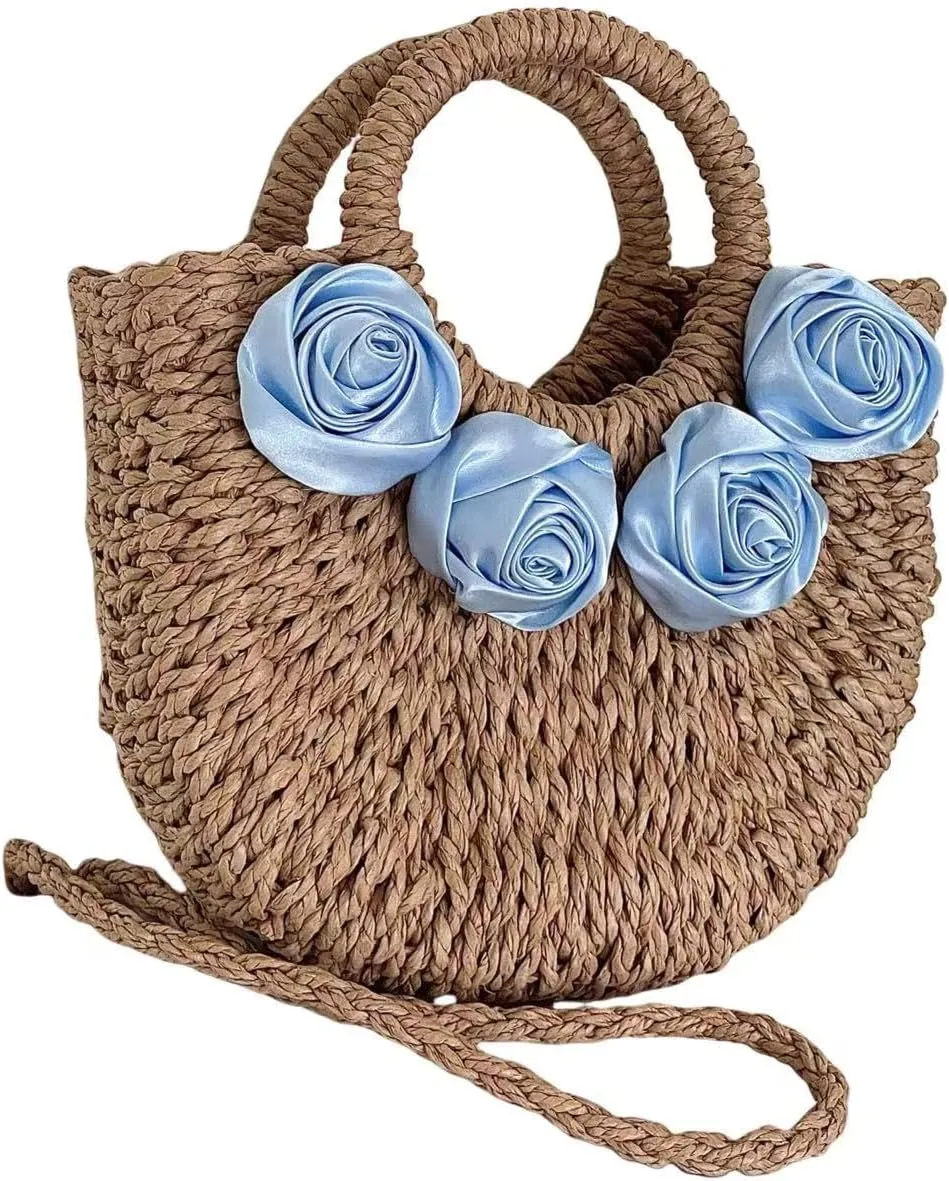 L'ouve Straw Beach Bag Women's Shoulder Handbags Straw Beach Sea Tote Bags for Summer Clutch Handbags Summer Purses 2024