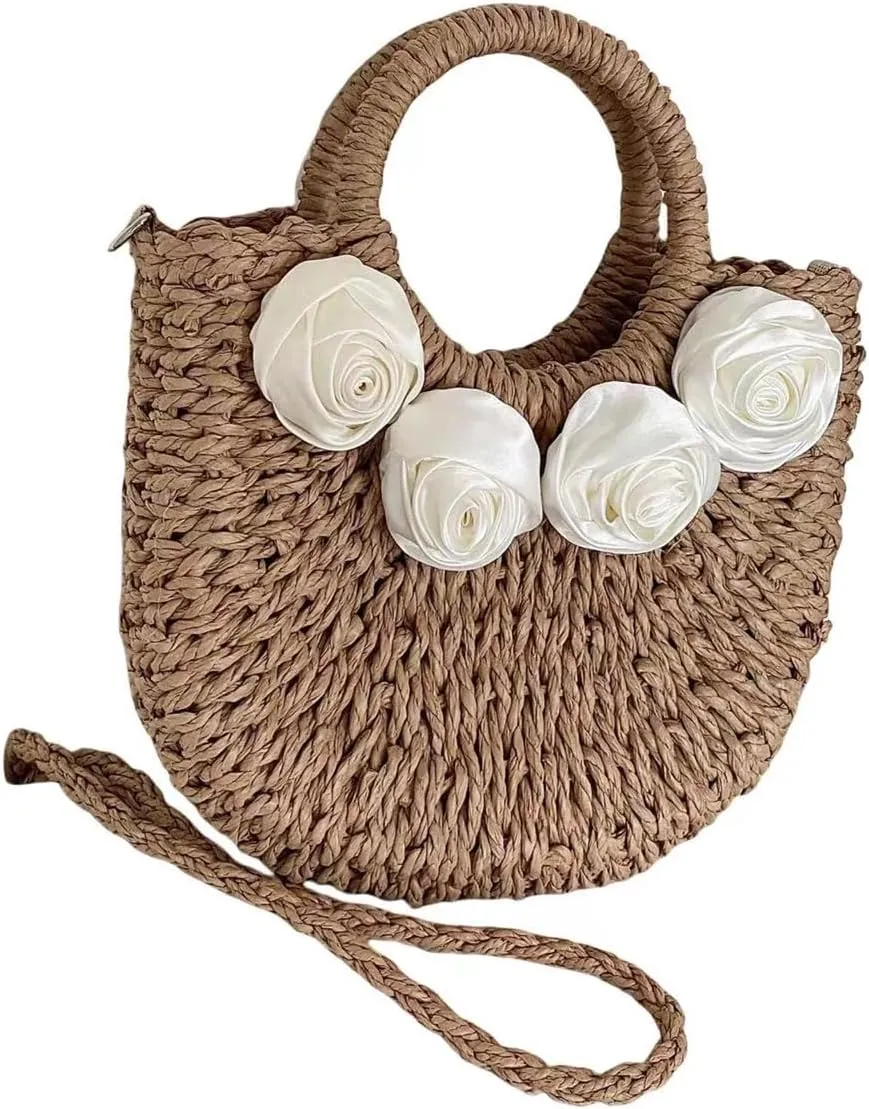 L'ouve Straw Beach Bag Women's Shoulder Handbags Straw Beach Sea Tote Bags for Summer Clutch Handbags Summer Purses 2024