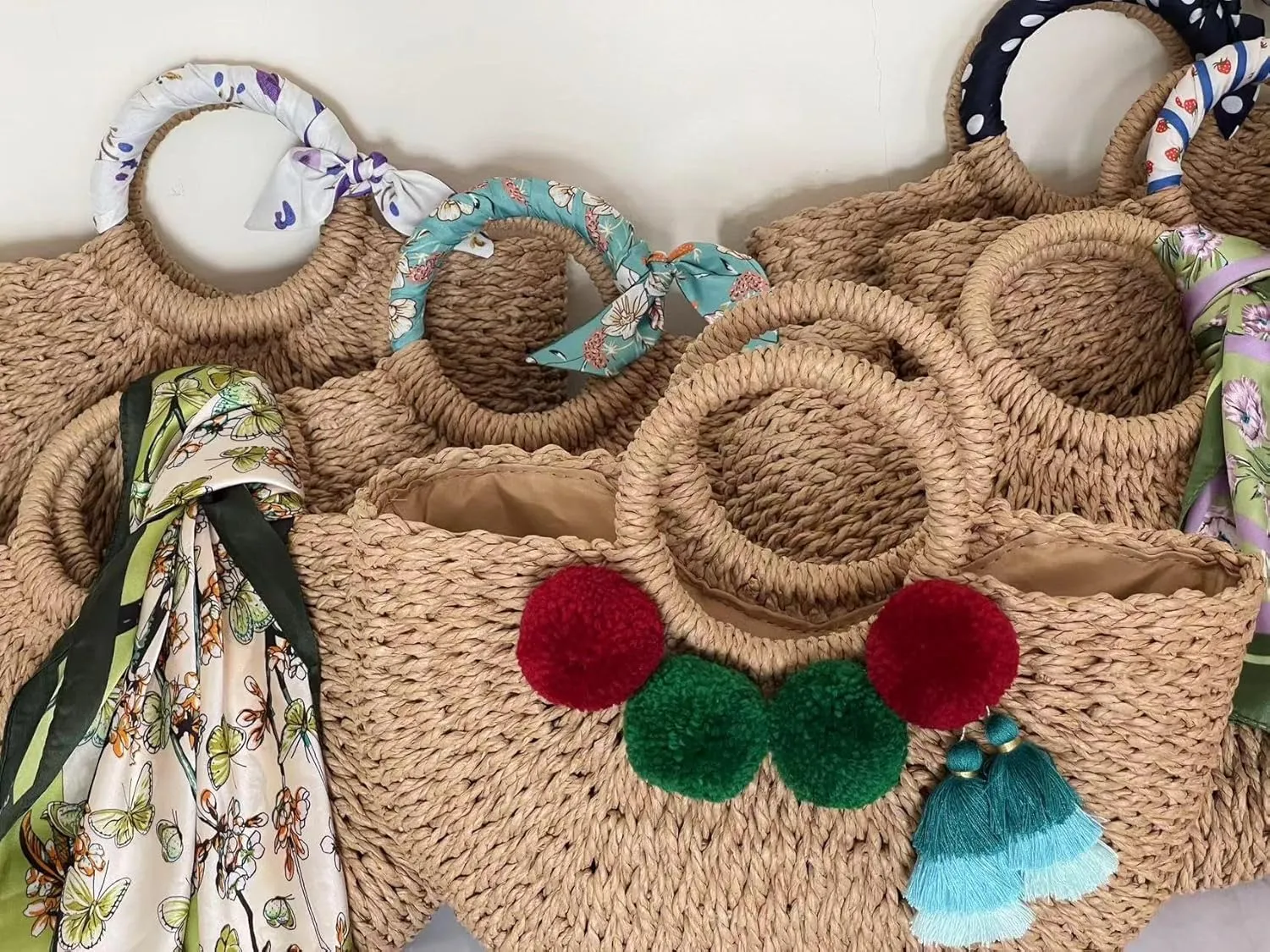 L'ouve Straw Beach Bag Women's Shoulder Handbags Straw Beach Sea Tote Bags for Summer Clutch Handbags Summer Purses 2024