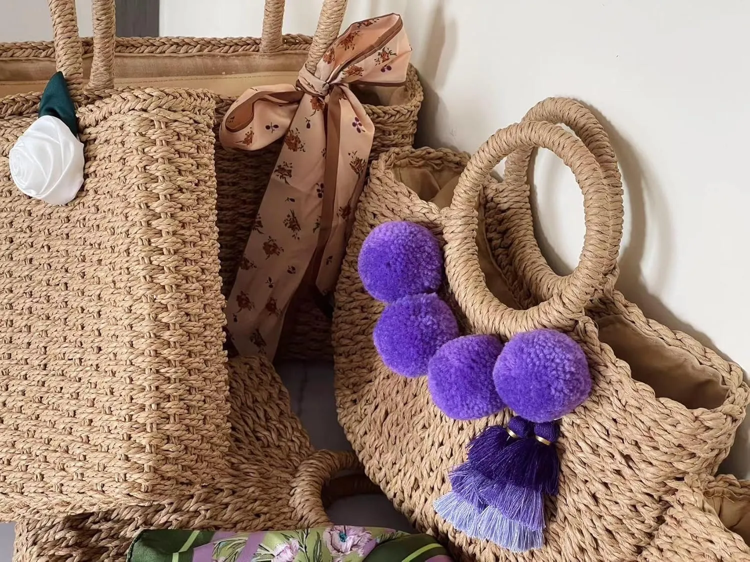 L'ouve Straw Beach Bag Women's Shoulder Handbags Straw Beach Sea Tote Bags for Summer Clutch Handbags Summer Purses 2024