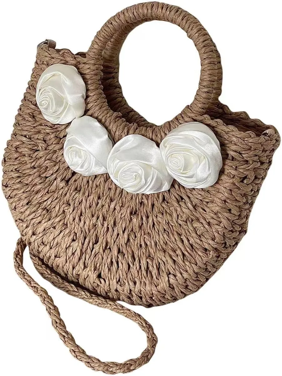 L'ouve Straw Beach Bag Women's Shoulder Handbags Straw Beach Sea Tote Bags for Summer Clutch Handbags Summer Purses 2024
