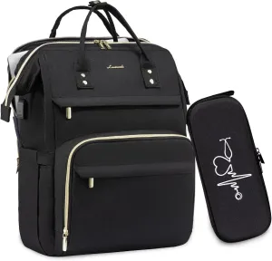 LOVEVOOK Travel Laptop Backpack, Water Resistant Nurse Backpack with Stethoscope Case, Durable Anti Theft College Computer Bag for Men & Women Fits 15.6