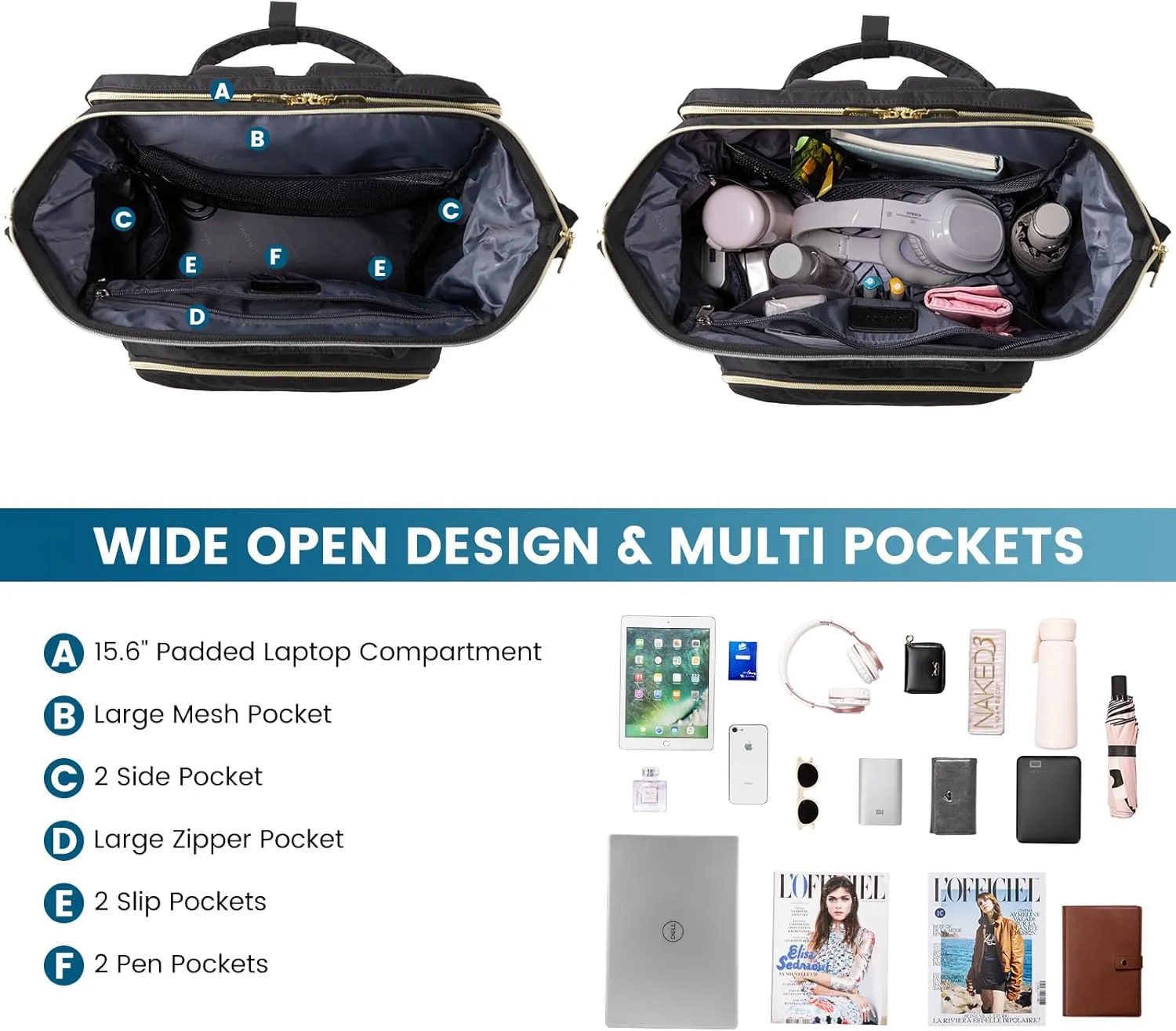 LOVEVOOK Travel Laptop Backpack, Water Resistant Nurse Backpack with Stethoscope Case, Durable Anti Theft College Computer Bag for Men & Women Fits 15.6