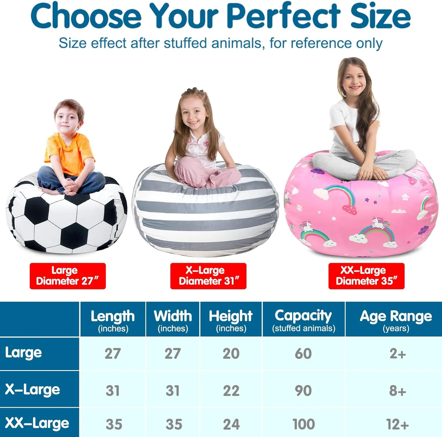 Lukeight Stuffed Animal Storage Bean Bag Chair Cover for Kids, Soccer Zipper Beanbag Chair Cover for Organizing Toddler and Kids' Rooms Plush Toys (Soccer Velvet, Large)