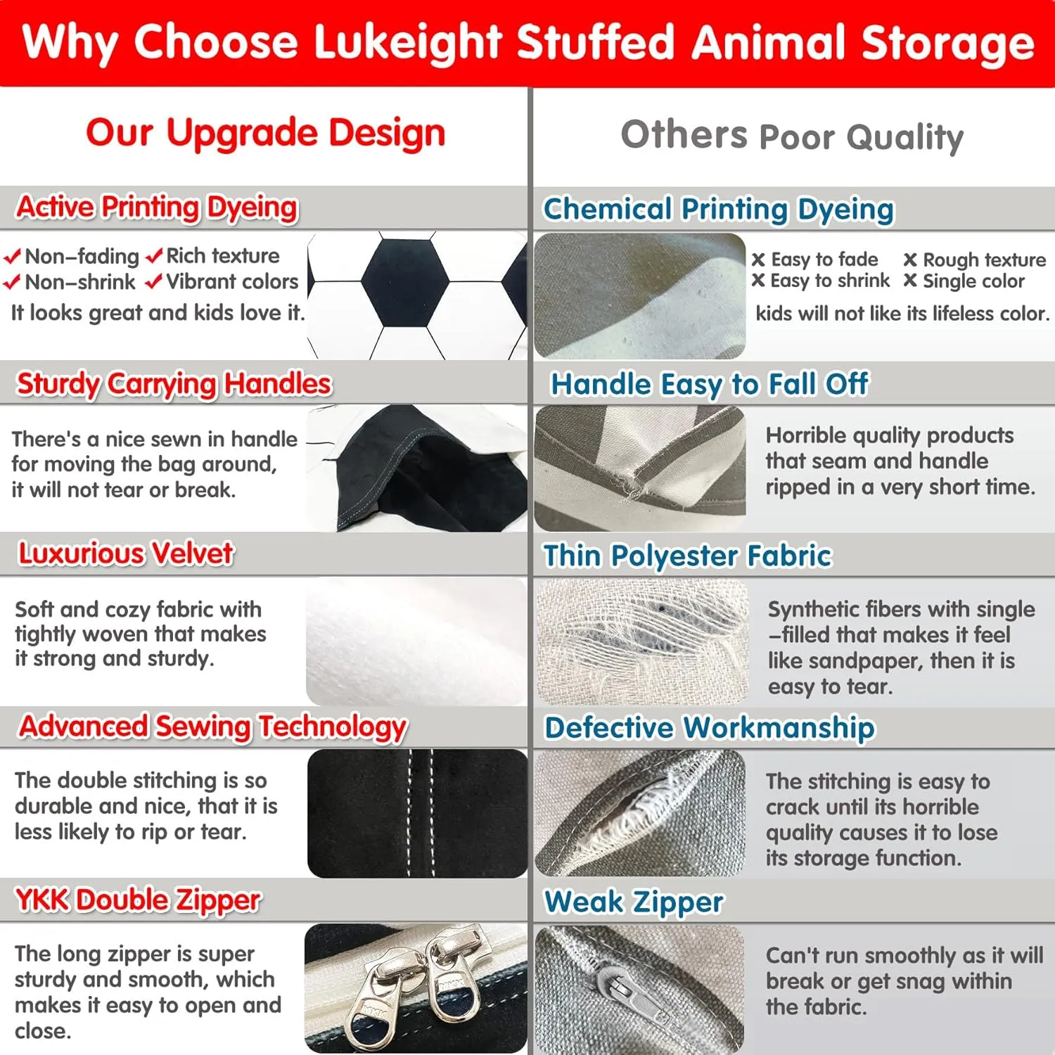 Lukeight Stuffed Animal Storage Bean Bag Chair Cover for Kids, Soccer Zipper Beanbag Chair Cover for Organizing Toddler and Kids' Rooms Plush Toys (Soccer Velvet, Large)