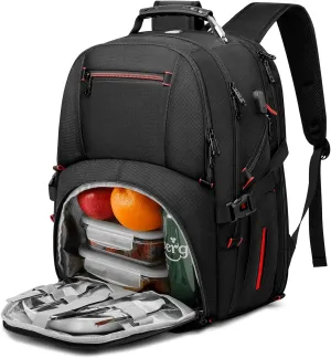 Lunch Backpack for Men, 17.3 Inch Insulated Cooler Backpack Lunch Box Backpack with USB Charging Port, Extra Large Daypack College Laptop Backpack, Water Resistant Computer Work Backpack for Travel