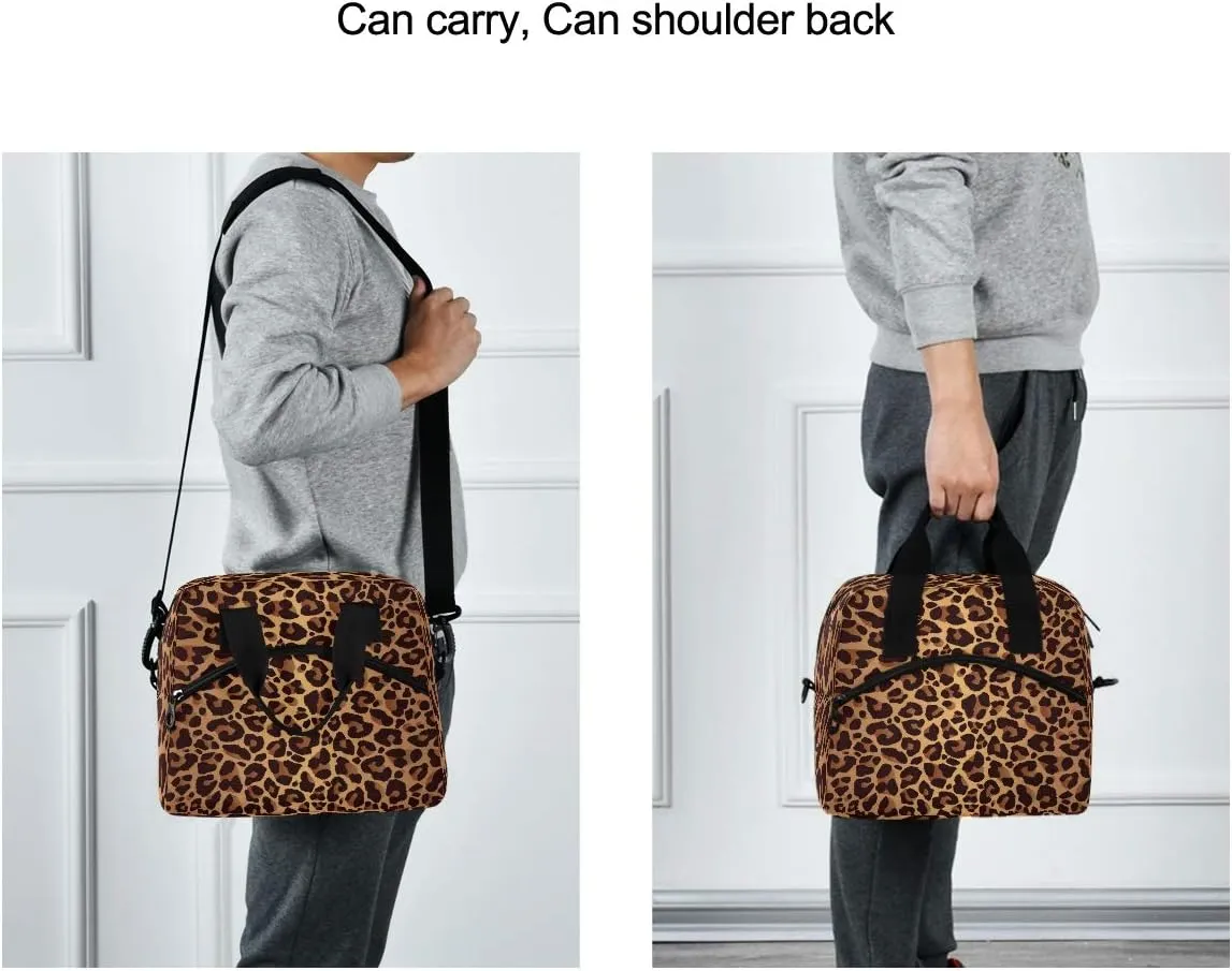 Lunch Bag Animal Leopard Print Lunchbox Organizer Insulated Waterproof Men Women Tote Cooler Handbag Adjustable Shoulder Strap for kids Girls Boys School Office Picnic