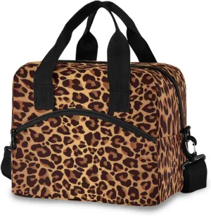 Lunch Bag Animal Leopard Print Lunchbox Organizer Insulated Waterproof Men Women Tote Cooler Handbag Adjustable Shoulder Strap for kids Girls Boys School Office Picnic