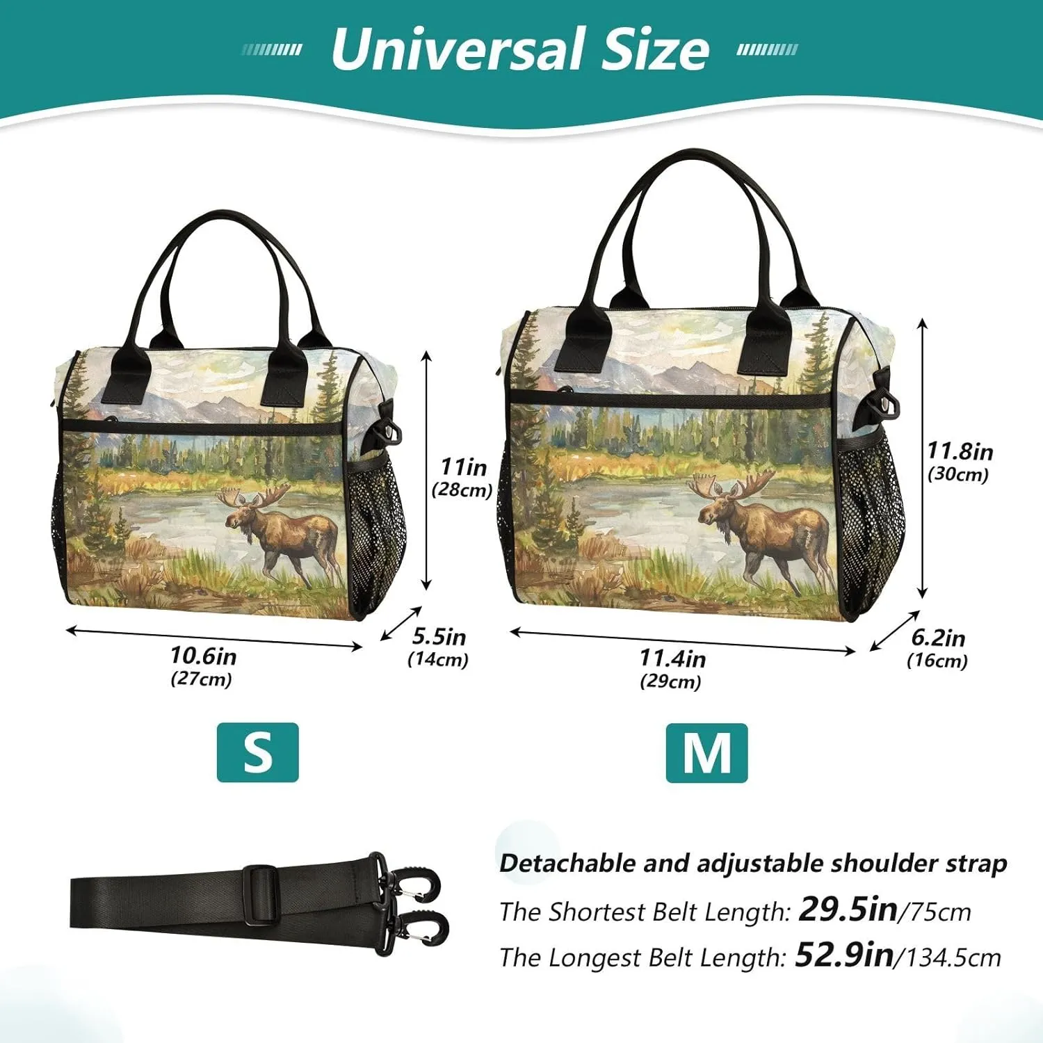 Lunch Bag Canadian Wilderness Scene Lunch Box Cooler Bag Reusable Tote Shoulder Bag Insulated Lunch Bag for Outdoor Picnic Camping