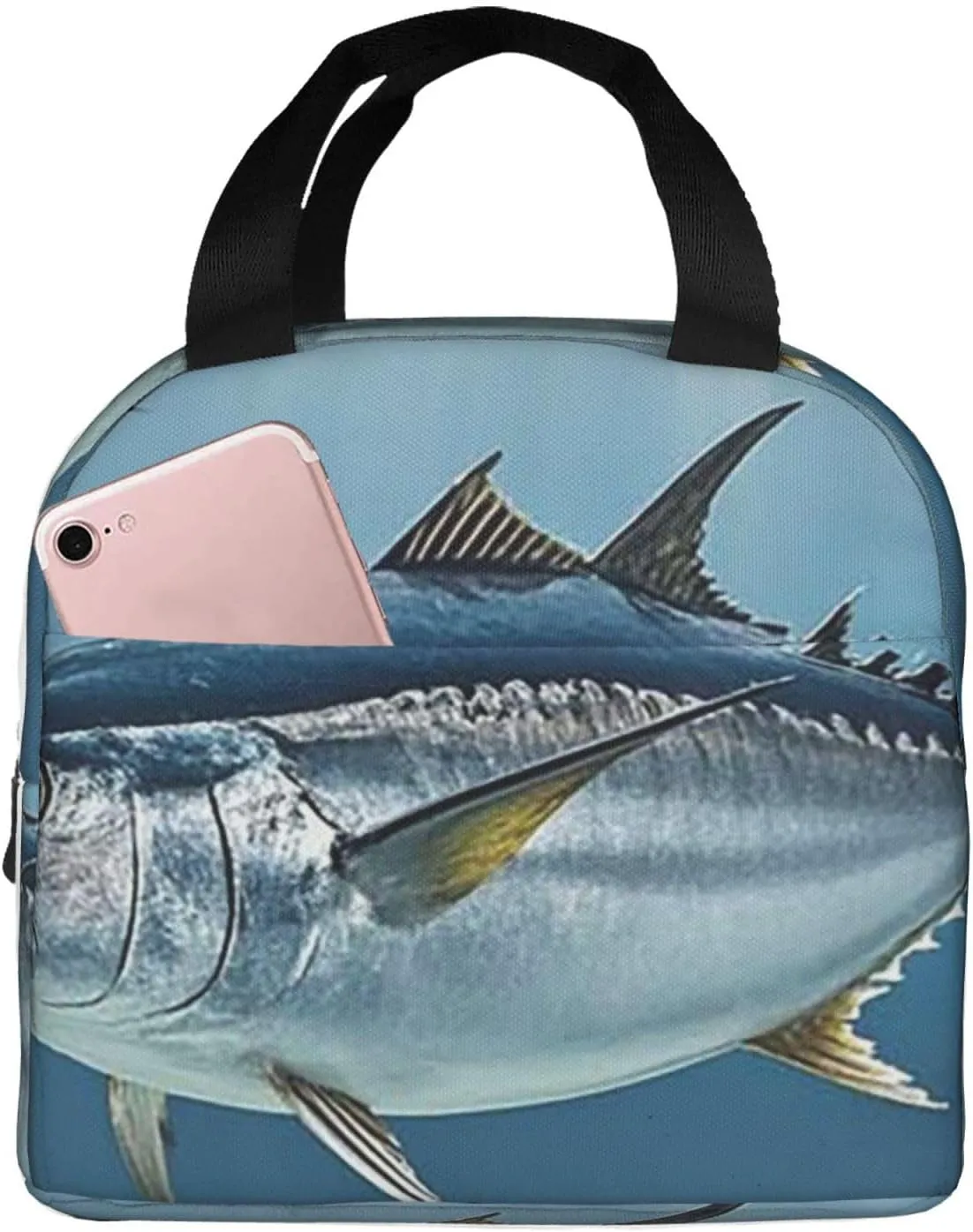 Lunch Bag for Women Men Bluefin Tuna Thunnus2 LunchBox Portable Insulated Lunch Box Reusable Tote Bags for Work