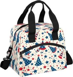 Lunch Bag for Women Men Insulated Lunch Box for Adult, 4th of July Portable Reusable Lunch Tote Bag for Work Picnic Travel, Memorial Day Decor Stars Cooler Tote Bag