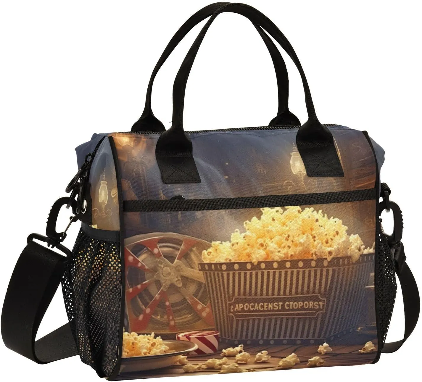 Lunch Bag for Women Men, Popcorn Cinema Reusable Insulated Lunch Box, Large Capacity Leakproof Lunch Cooler Bags for Work Travel Picnic