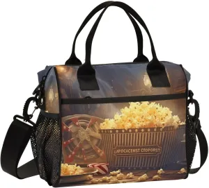 Lunch Bag for Women Men, Popcorn Cinema Reusable Insulated Lunch Box, Large Capacity Leakproof Lunch Cooler Bags for Work Travel Picnic