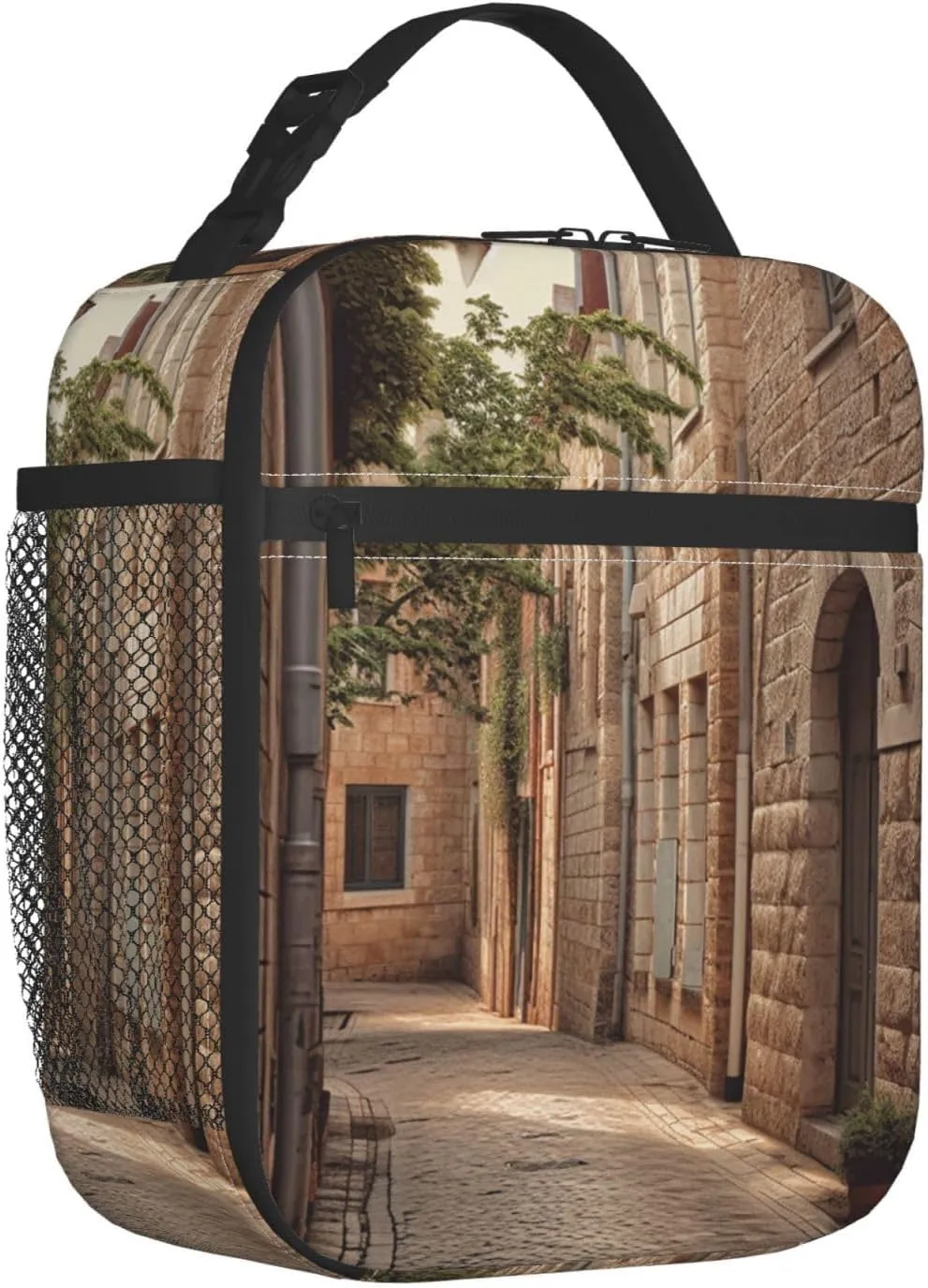 Lunch Bag Lunch Box For Women Men Reusable Insulated Lunch Tote Bag Architecture Streets Houses Leakproof Cooler Bag Portable Cooler Lunch Container For Picnic Travel