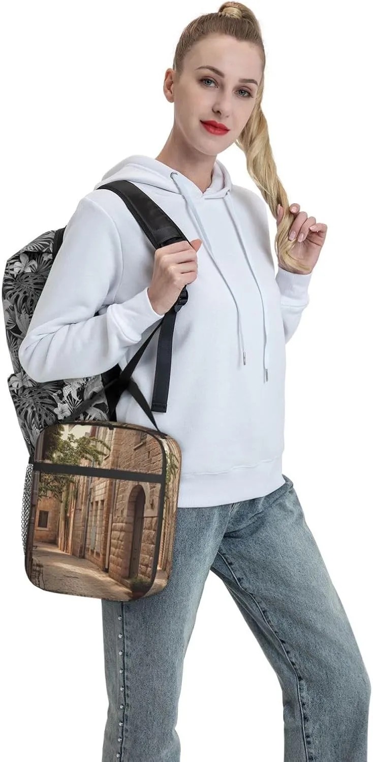 Lunch Bag Lunch Box For Women Men Reusable Insulated Lunch Tote Bag Architecture Streets Houses Leakproof Cooler Bag Portable Cooler Lunch Container For Picnic Travel