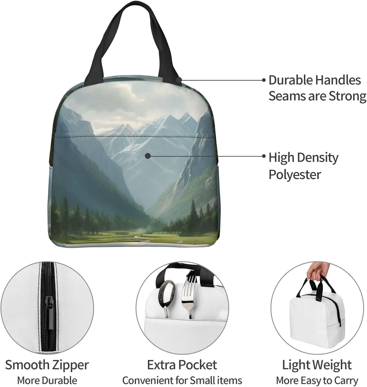 Lunch Bag Lunch Box For Women Men Reusable Insulated Lunch Tote Bag Valley Leakproof Cooler Bag Portable Cooler Lunch Container For Picnic Travel