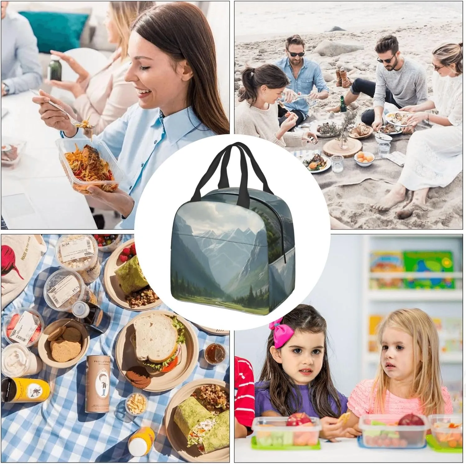 Lunch Bag Lunch Box For Women Men Reusable Insulated Lunch Tote Bag Valley Leakproof Cooler Bag Portable Cooler Lunch Container For Picnic Travel