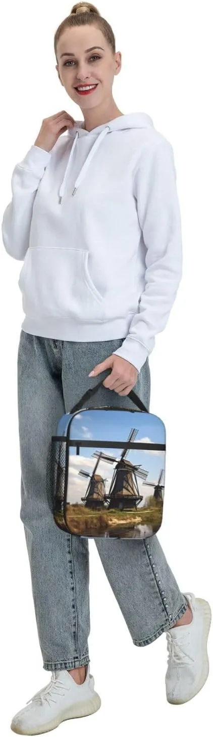 Lunch Bag Lunch Box For Women Men Reusable Insulated Lunch Tote Bag Windmills Leakproof Cooler Bag Portable Cooler Lunch Container For Picnic Travel
