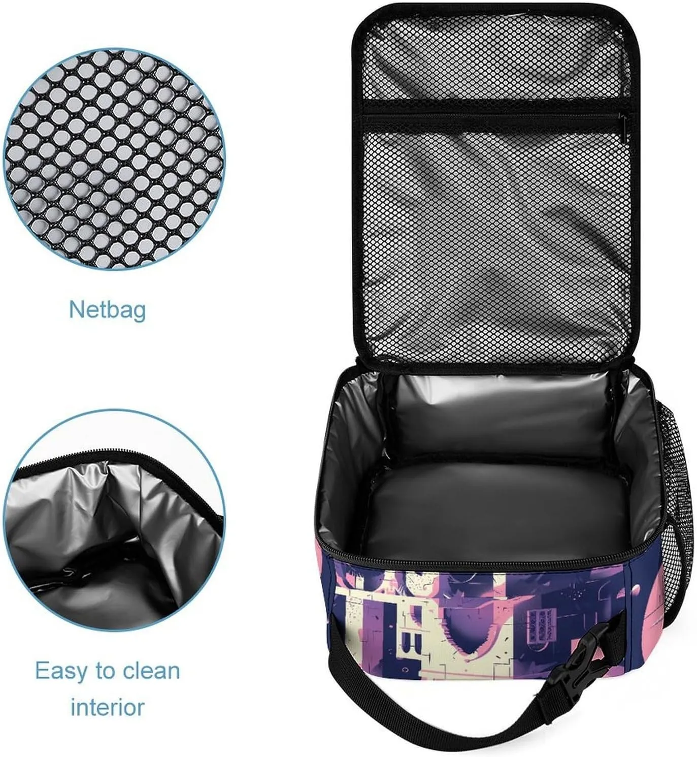 Lunch Bag Reusable Insulated Lunch Box for Women Men Leakproof Cooler Bag Traditional Architecture Portable Lunchbox Adults Small Lunch Tote Bag for Office Work Picnic Travel