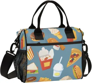 Lunch Bag with Shoulder Strap for Women Men Cold Water Sandwich and Burger Insulated Lunch Box Travel Tote Bags Meal Prep Organizer for School Office Picnic M