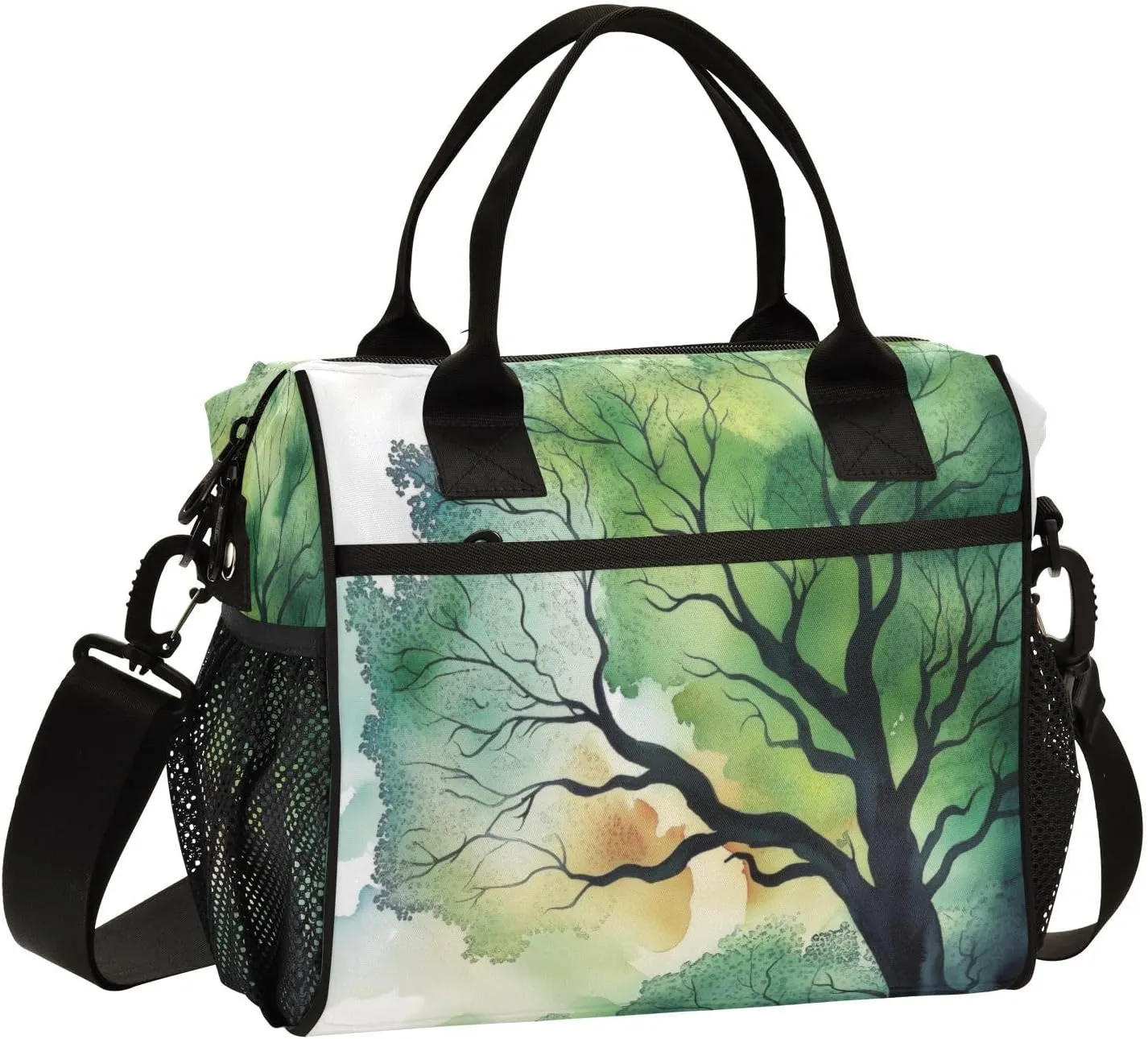 Lunch Bags Branch Veins Tree Forest Woodland Insulated Reusable Lunch Box Large Leakproof Adult Lunch Cooler Bag with Adjustable Shoulder Strap for Picnic, Work, Camping,Medium