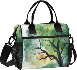 Lunch Bags Branch Veins Tree Forest Woodland Insulated Reusable Lunch Box Large Leakproof Adult Lunch Cooler Bag with Adjustable Shoulder Strap for Picnic, Work, Camping,Medium