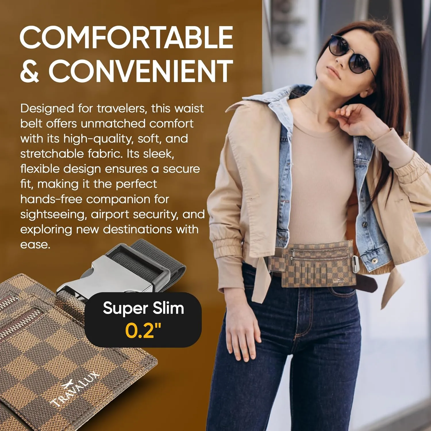 Luxury Travel Wallet – Hidden Money Belt, RFID-Blocking, Anti-Theft Passport Holder for Men & Women (Brown)