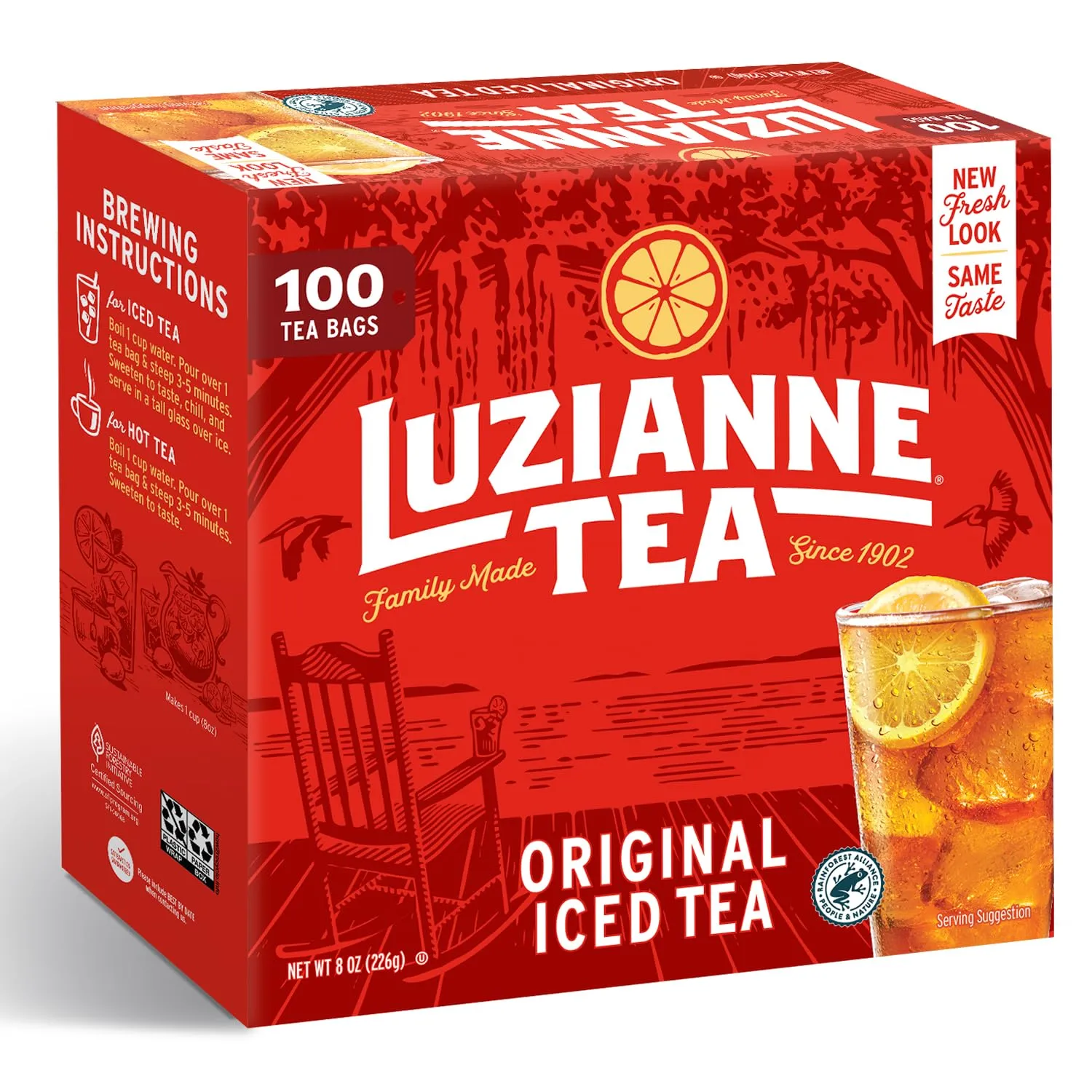 Luzianne Iced Tea Bags, Unsweetened, 400 Tea Bags (4 Boxes of 100 Count Pack), Specially Blended for Iced Tea, Clear & Refreshing Home Brewed Summer Picnic Beverage