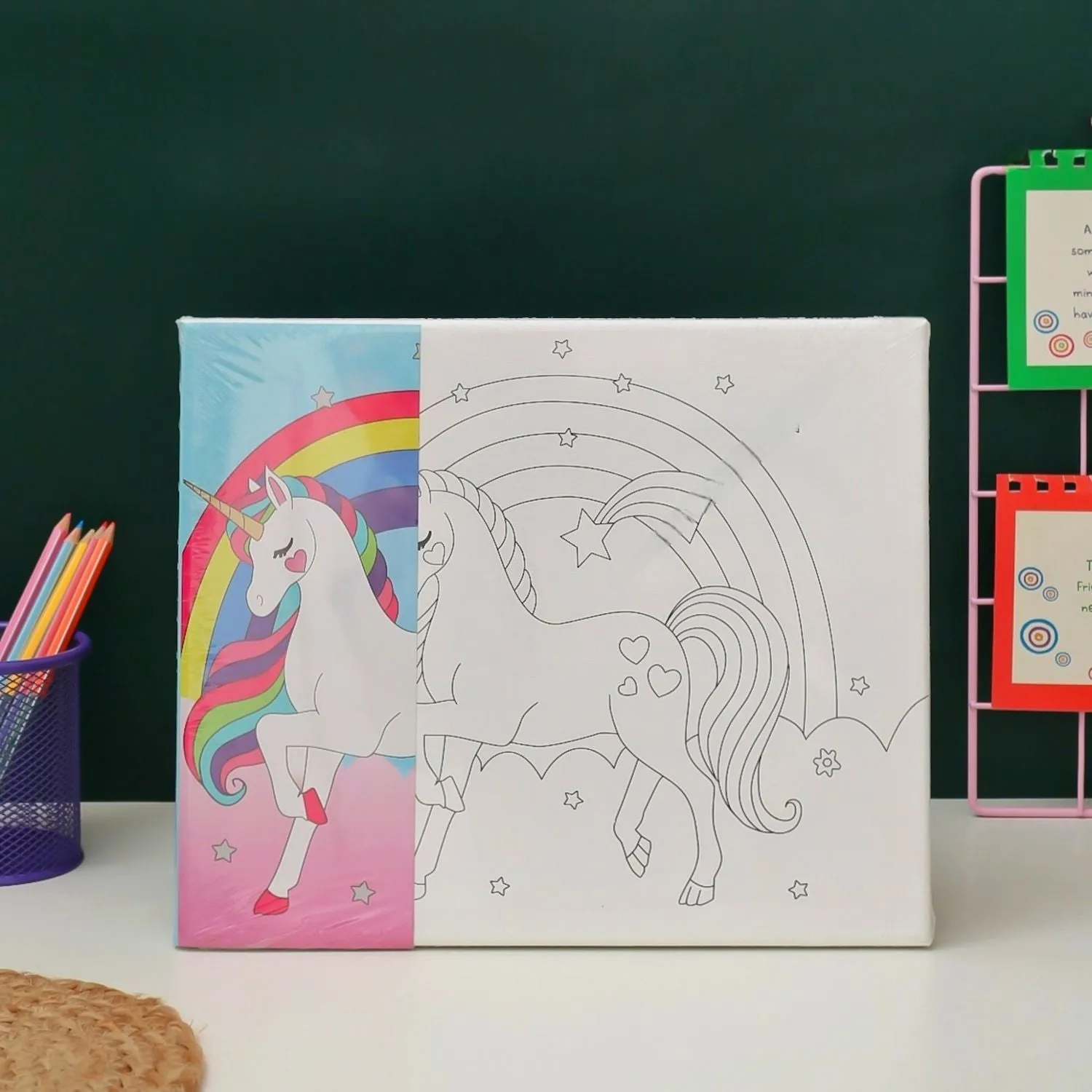 Magical Dreamscapes Colour & Decorate DIY Canvas Kit- Unicorn