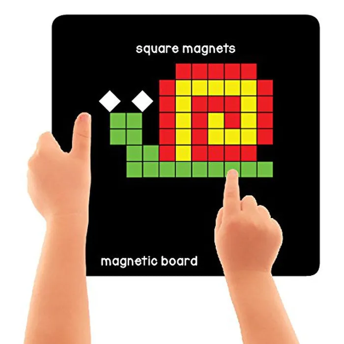 Magnetic Puzzles : Squares with 250 Colorful Magnets, 100 Puzzle Book, Magnetic Board and Display Stand