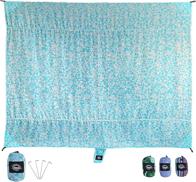 Makai – Lightweight Sheet Style Beach Blanket, Sand Dosen't Stick, Extra Large 8’ x 9’, Compact Strong Parachute Nylon Beach Mat, Stays Cool, Quick Drying, Multifunctional