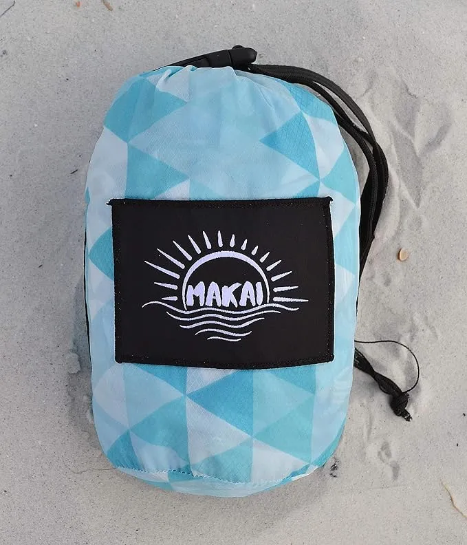 Makai – Lightweight Sheet Style Beach Blanket, Sand Dosen't Stick, Extra Large 8’ x 9’, Compact Strong Parachute Nylon Beach Mat, Stays Cool, Quick Drying, Multifunctional