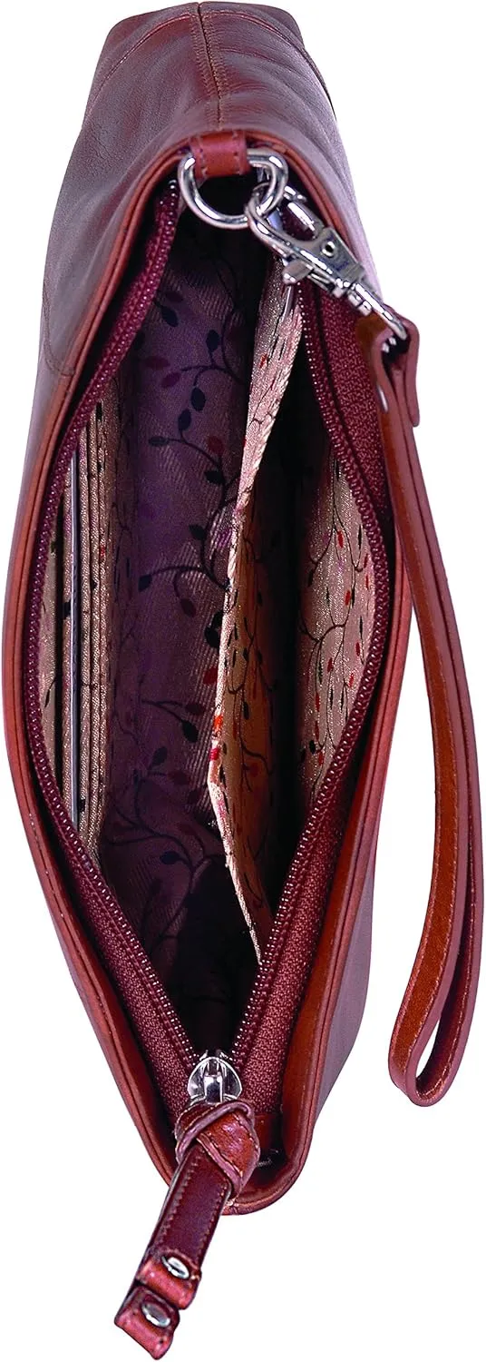 Mancini Ladies' Wristlet, RFID Secure Leather Wallet