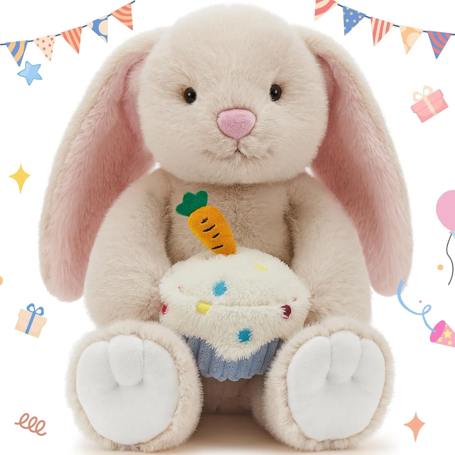 MaoGoLan Bunny Plush Stuffed Animal for Mothers Day,Bunny Birthday Stuffed Animal for Kids,Soft Rabbit Plushies Toy with Floppy Ears for Easter