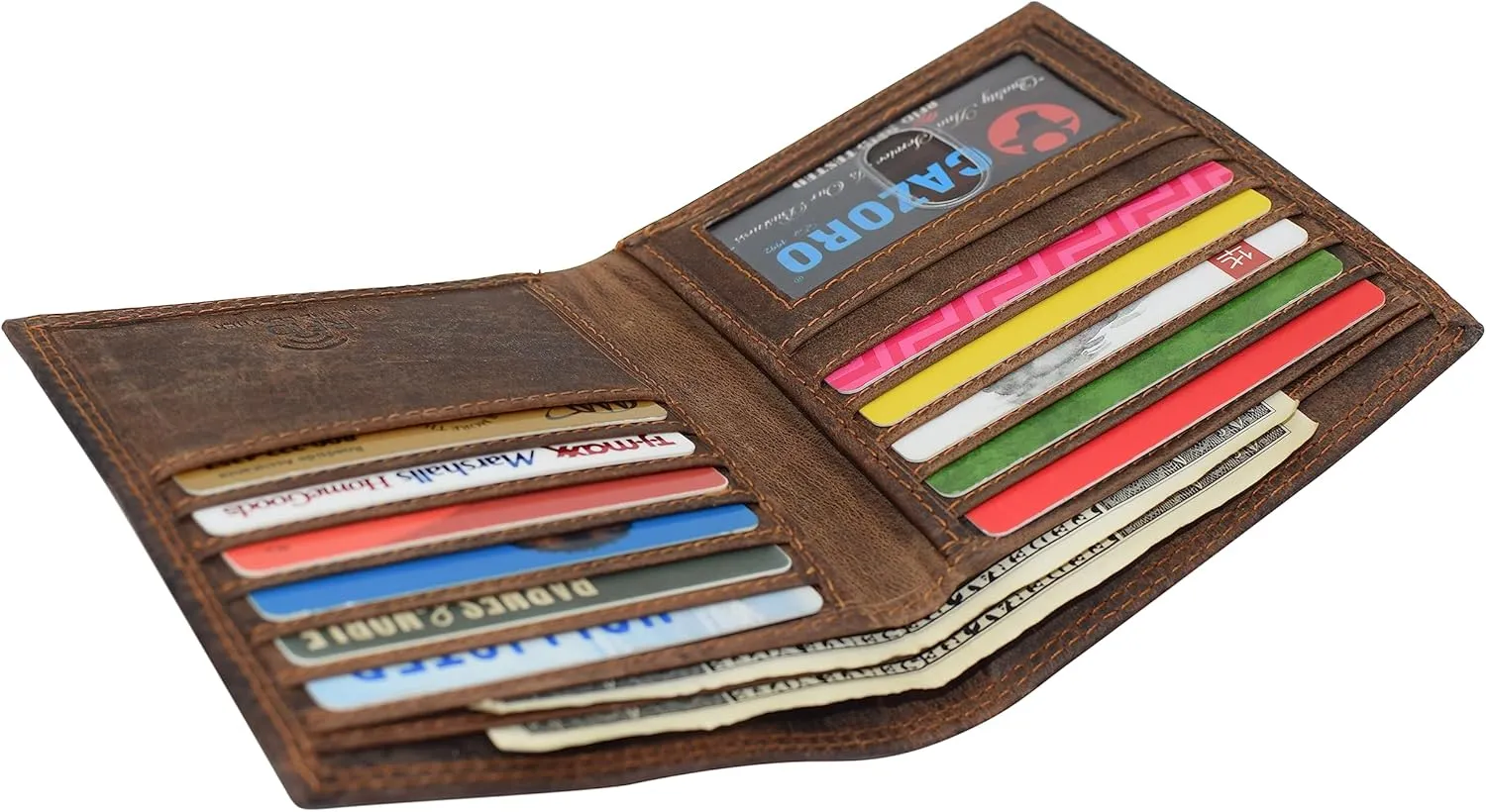 MARSHAL RFID Blocking Bifold Hipster Credit Card Wallet Premium Lambskin Leather (Vintage)