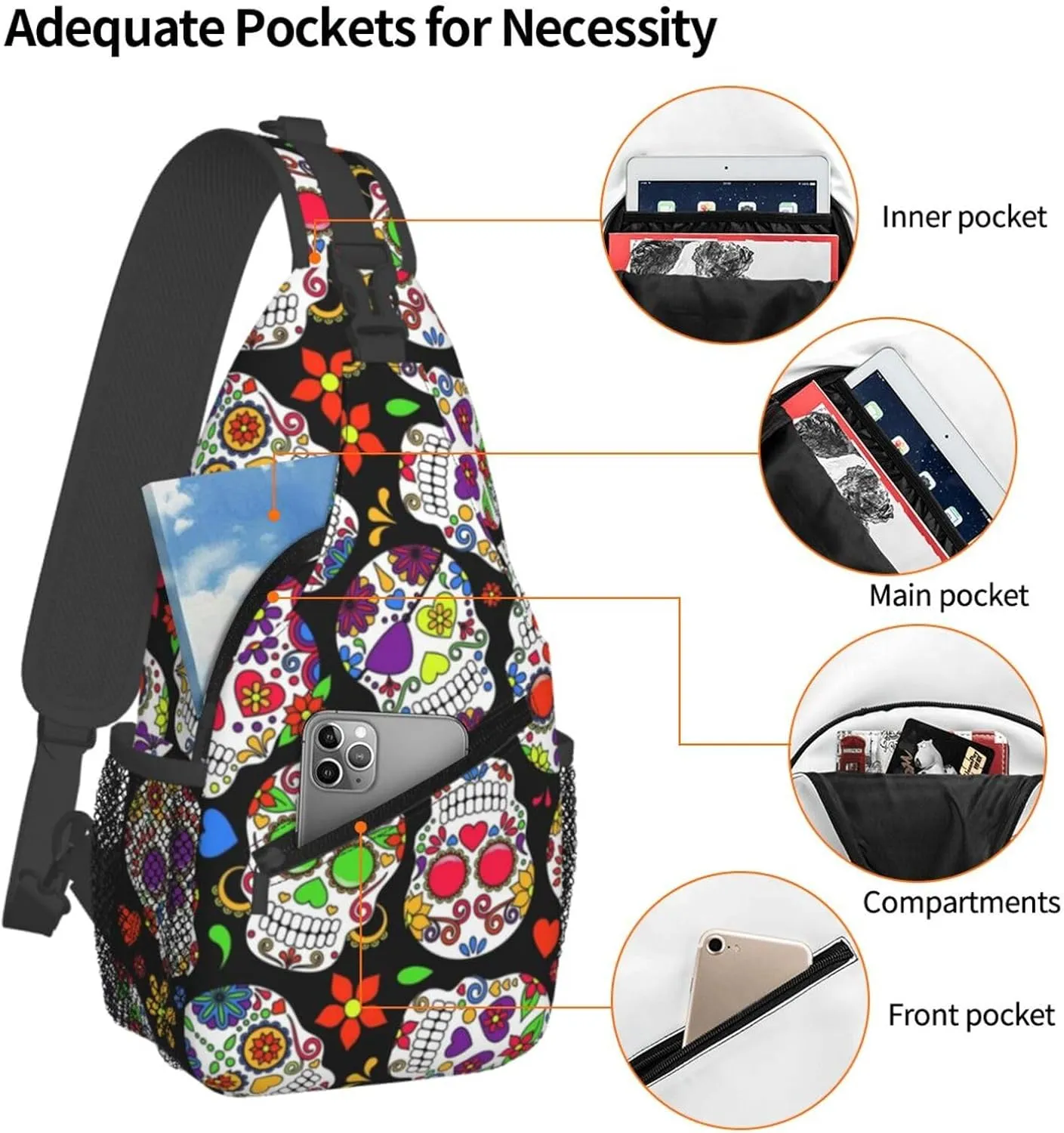 Math Mathematics Sling Bag Adjustable Crossbody Bag Casual Chest Bags Travel Shoulder Backpack For Women Men