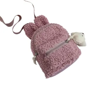 Mauve Mini Bunny Backpack in Classic Teddy Plush
