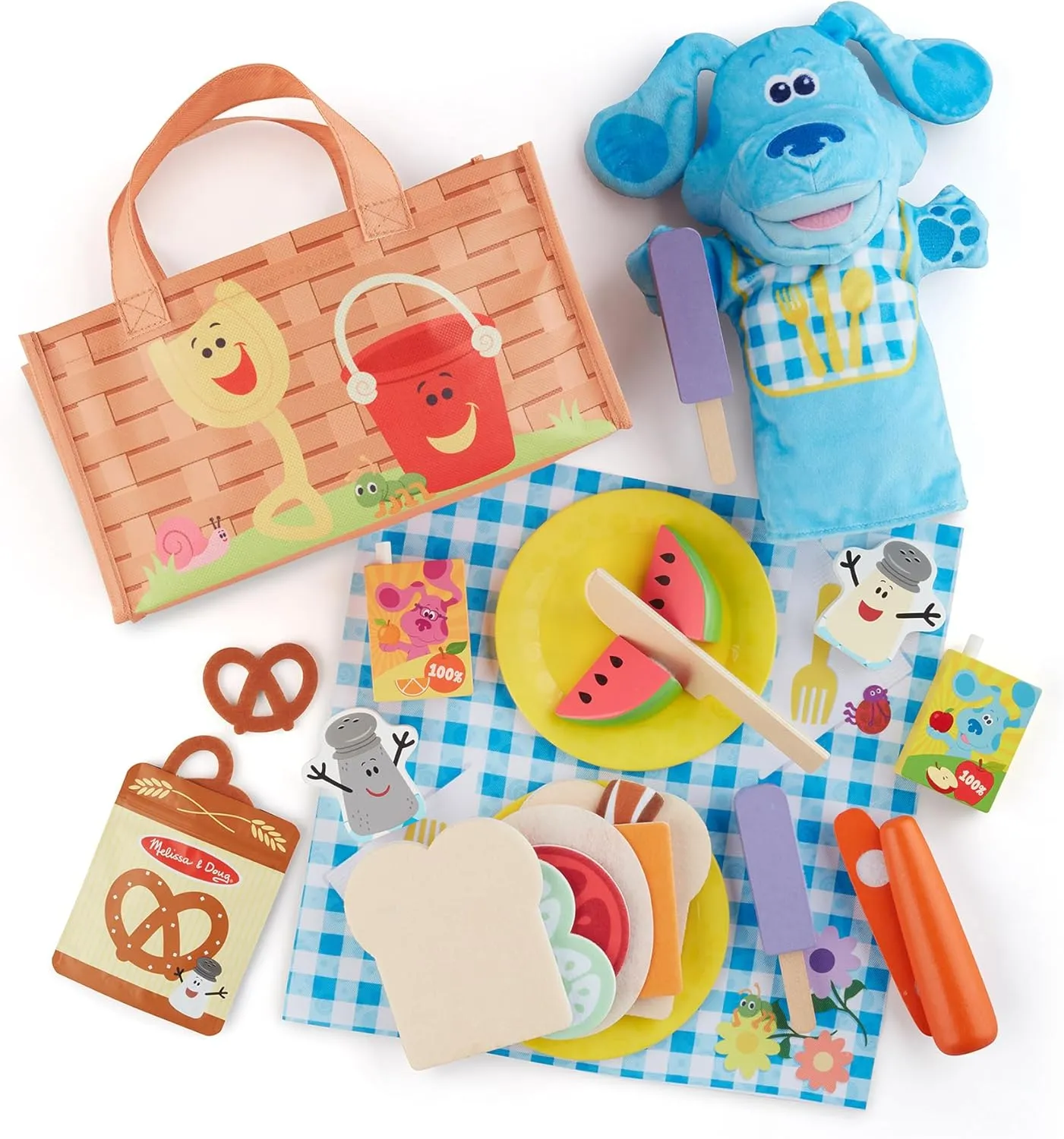 Melissa & Doug Blue’s Clues & You! Share with Blue Picnic Play Set with Hand Puppet - FSC Certified