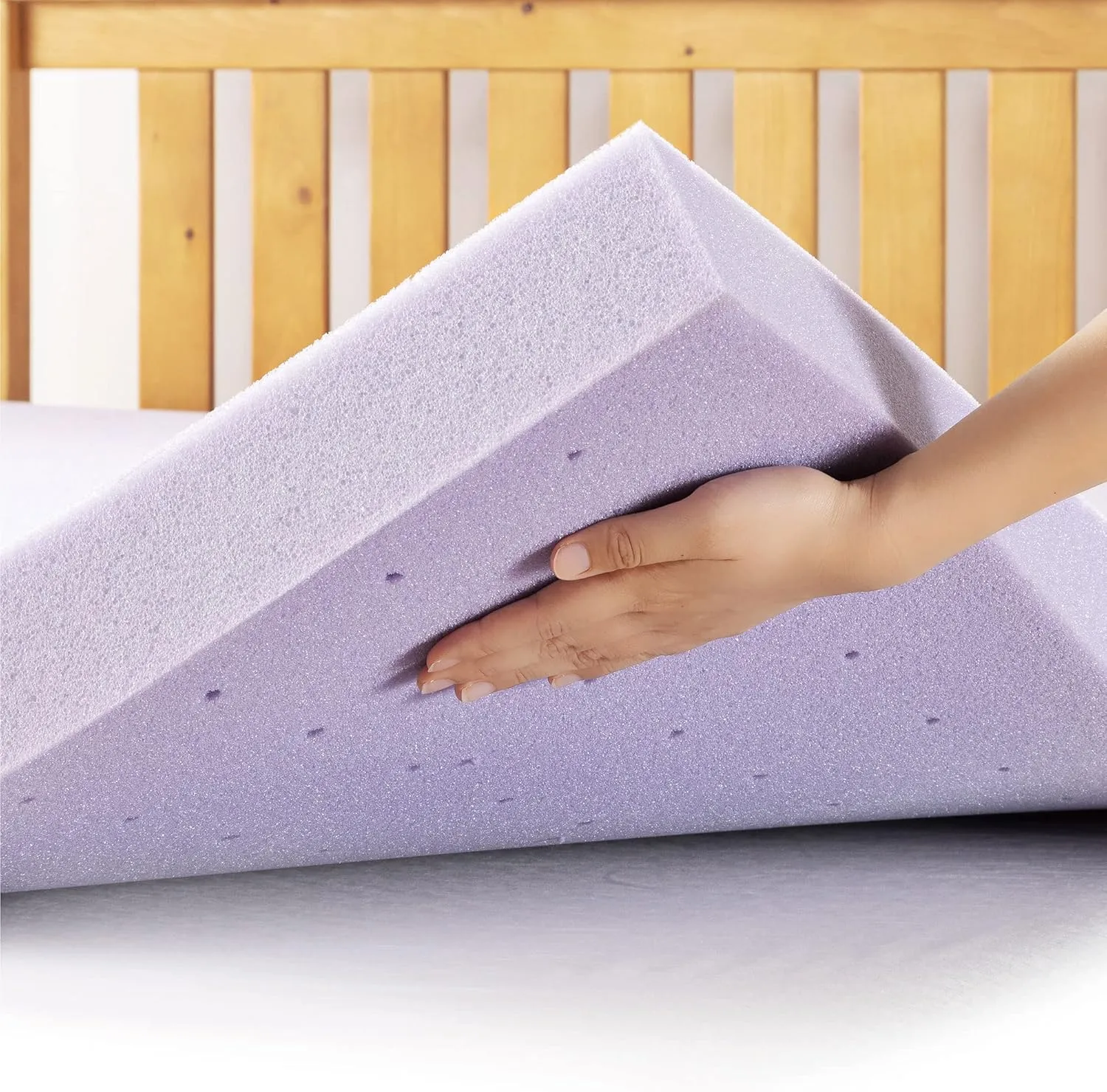 Mellow 3 Inch Ventilated Memory Foam Mattress Topper, Soothing Lavender Infusion, Queen