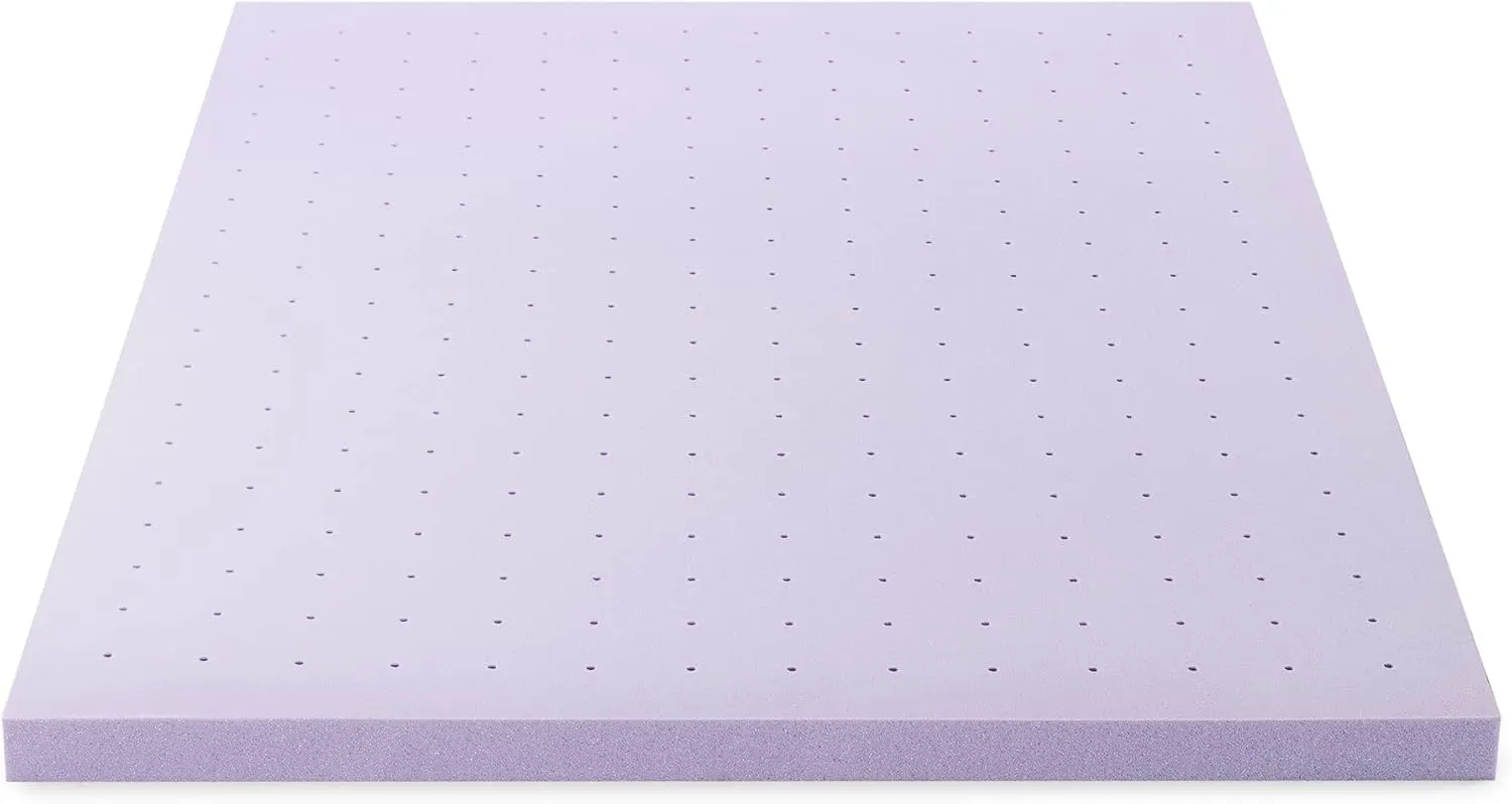 Mellow 3 Inch Ventilated Memory Foam Mattress Topper, Soothing Lavender Infusion, Queen
