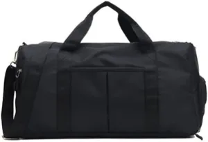 Men Women Outdoor Waterproof Nylon Sports Training Fitness Travel Handbag Yoga Mat Sports Bag with Shoe Compartment (Black)