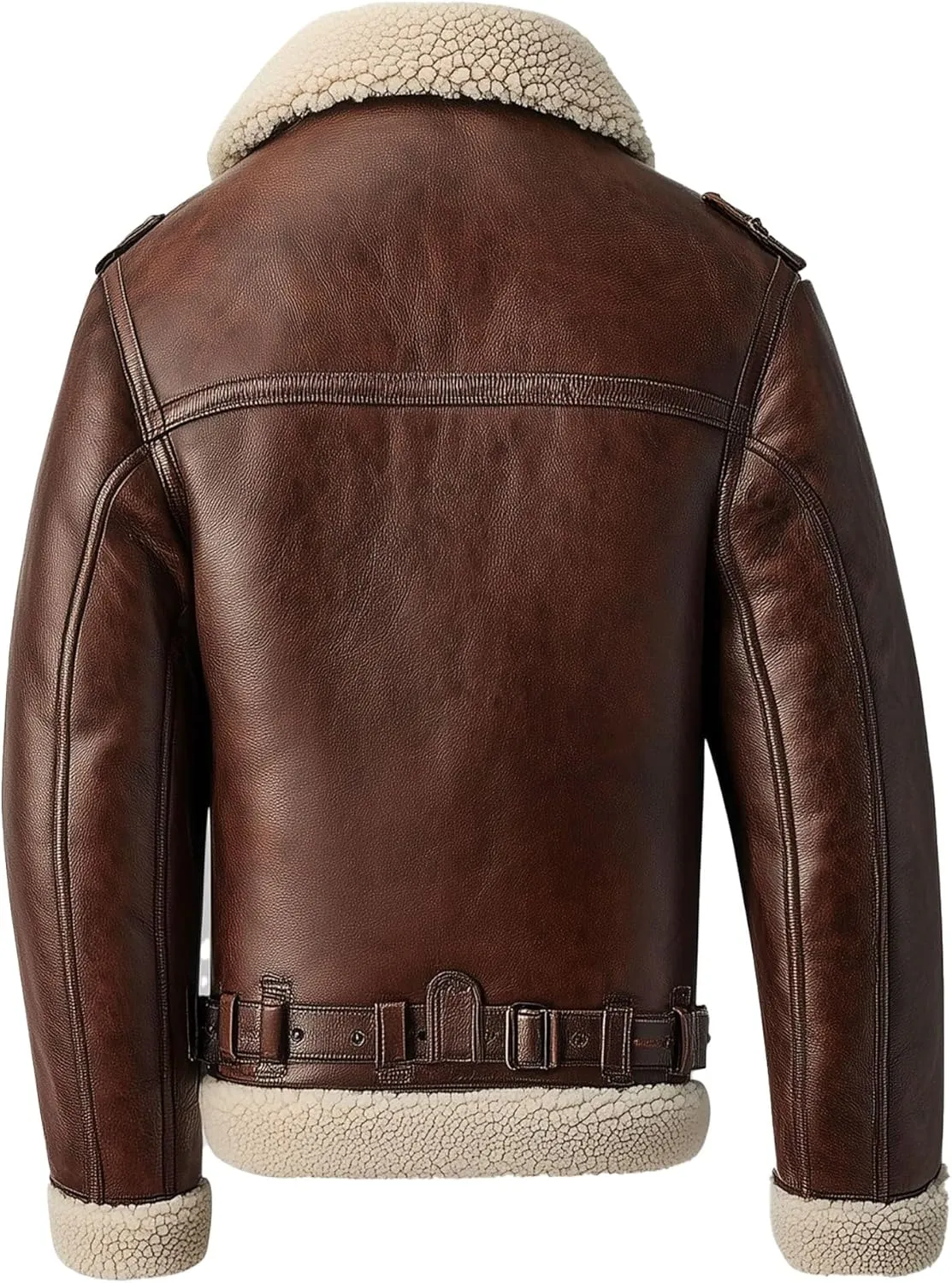Mens Aviator Jacket Brown Shearling Coat Inspired by Flight Jacket Genuine Leather Jackets